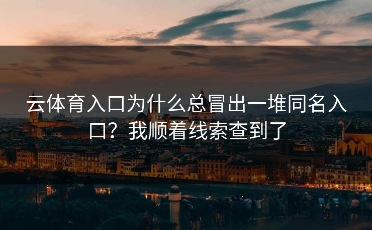 云体育入口为什么总冒出一堆同名入口？我顺着线索查到了