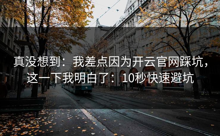 真没想到：我差点因为开云官网踩坑，这一下我明白了：10秒快速避坑