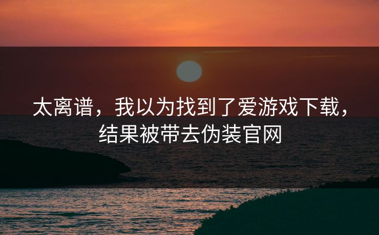 太离谱，我以为找到了爱游戏下载，结果被带去伪装官网