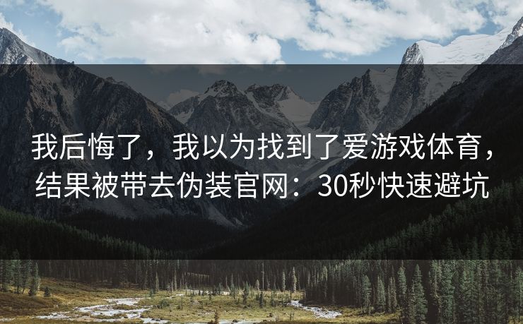 我后悔了,我以为找到了爱游戏体育,结果被带去伪装官网:30秒快速避坑 我后悔了,我以为找到了爱游戏体育,结果被带去伪装官网:30秒快速避坑